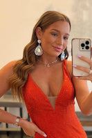 Load image into Gallery viewer, Mermaid Deep V Neck Royal Blue Long Prom Dress with Beading