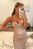 Load image into Gallery viewer, Rose Gold Sparkly Sequins Mermaid Long Prom Dress