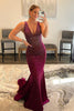 Load image into Gallery viewer, Sparkly Fuchsia Sequins Backless Mermaid Long Prom Dress