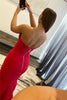 Load image into Gallery viewer, Red Strapless Mermaid Prom Dress With Slit