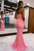 Load image into Gallery viewer, Blush Spaghetti Straps Sequins Mermaid Prom Dress