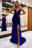 Load image into Gallery viewer, Black Lace-Up Back Sequis Mermaid Prom Dress with Slit