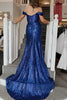 Load image into Gallery viewer, Dark Green Off Shoulder Mermaid Prom Dress with Slit