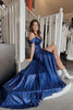 Load image into Gallery viewer, Dark Green Off Shoulder Mermaid Prom Dress with Slit