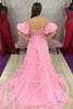 Load image into Gallery viewer, Fuchsia A Line Off the Shoulder Tulle Corset Prom Dress with Bowknot