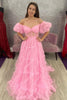 Load image into Gallery viewer, A Line Off the Shoulder Pink Tulle Corset Prom Dress with Bowknot