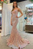 Load image into Gallery viewer, Champagne Mermaid Sequined Backless Prom Dress