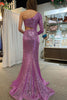 Load image into Gallery viewer, Purple One Shoulder Cut Out Mermaid Prom Dress