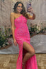 Load image into Gallery viewer, Sparkly Hot Pink Mermaid Sequins One Shoulder Long Prom Dress with Slit