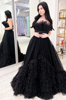 Load image into Gallery viewer, Tulle Strapless White Long Prom Dress