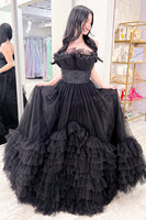 Load image into Gallery viewer, Tulle Strapless White Long Prom Dress