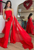 Load image into Gallery viewer, Mermaid Strapless Red Long Prom Dress with Slit