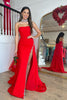 Load image into Gallery viewer, Mermaid Strapless Red Long Prom Dress with Slit