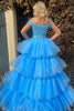 Load image into Gallery viewer, Blue High Low Homecoming Prom Dress with Lace
