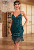 Load image into Gallery viewer, Sheath Spaghetti Straps Peacockt Blue Sequins 1920s Dress with Tassel