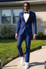 Load image into Gallery viewer, Slim Fit Peak Lapel One Button Blue Men&#39;s Prom Suits