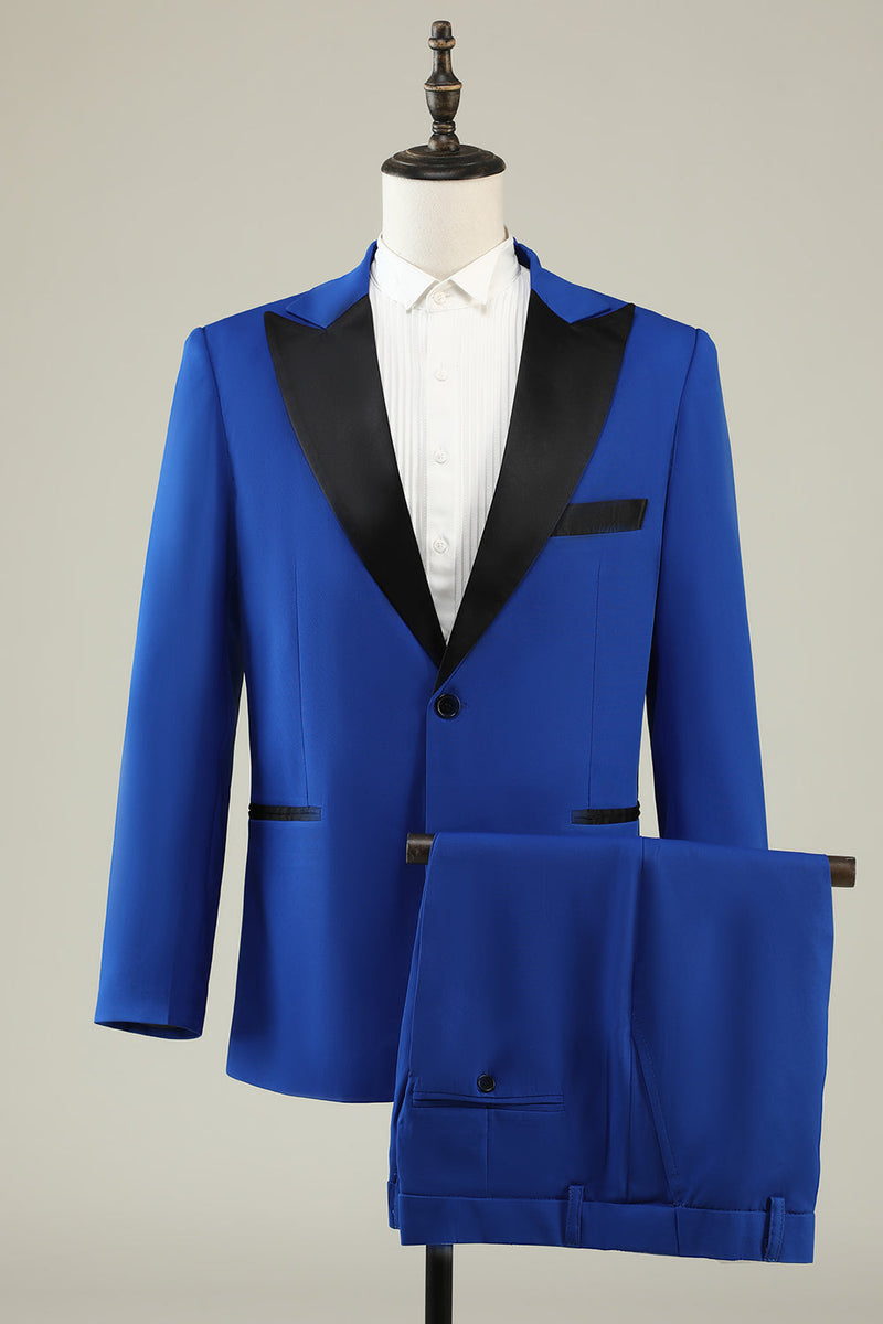 Load image into Gallery viewer, Slim Fit Peak Lapel One Button Blue Men&#39;s Prom Suits