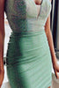 Load image into Gallery viewer, Green Beaded Bodycon Homecoming Dress With Criss Cross Back