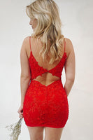 Load image into Gallery viewer, Blue Spaghetti Straps Bodycon Homecoming Dress With Appliques