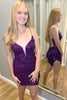 Load image into Gallery viewer, Purple Sparkly Sequins Bodycon Homecoming Dress With Lace-up Back