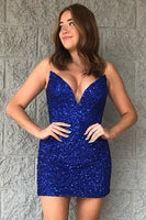 Load image into Gallery viewer, Royal Blue Sweetheart Sparkly Sequins Bodycon Homecoming Dress