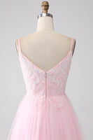 Load image into Gallery viewer, Light Pink A-Line Spaghetti Straps Prom Dress with Beading