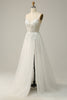 Load image into Gallery viewer, A Line Spaghetti Straps White Long Bridal Dress with Appliques