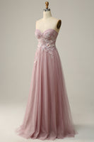 Load image into Gallery viewer, A Line Sweetheart Grey Purple Long Prom Dress with Appliques