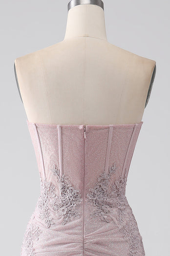 Sparkly Strapless Mermaid Corset Prom Dress with Appliques