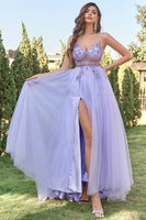 Load image into Gallery viewer, Lavender Tulle A-line Prom Dress with Beading