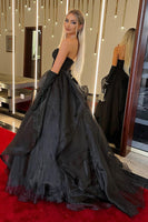 Load image into Gallery viewer, Black Strapless Ball Gown Formal Evening Dress