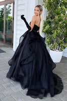 Load image into Gallery viewer, Black Strapless Ball Gown Formal Evening Dress