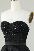 Load image into Gallery viewer, Princess A Line Sweetheart Black Strapless Ball Gown Formal Evening Dress