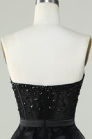 Load image into Gallery viewer, Princess A Line Sweetheart Black Strapless Ball Gown Formal Evening Dress