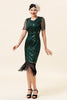 Load image into Gallery viewer, Sheath Round Neck Dark Green Beaded 1920s Dress with Tassel