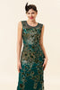 Load image into Gallery viewer, Sheath Round Neck Dark Green Love Heart Beaded Formal Dress