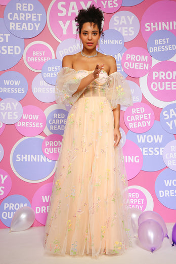 A Line Off The Shoulder A Line Prom Dress