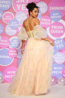 Load image into Gallery viewer, A Line Off The Shoulder A Line Prom Dress