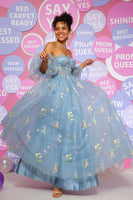 Load image into Gallery viewer, A Line Off The Shoulder A Line Prom Dress