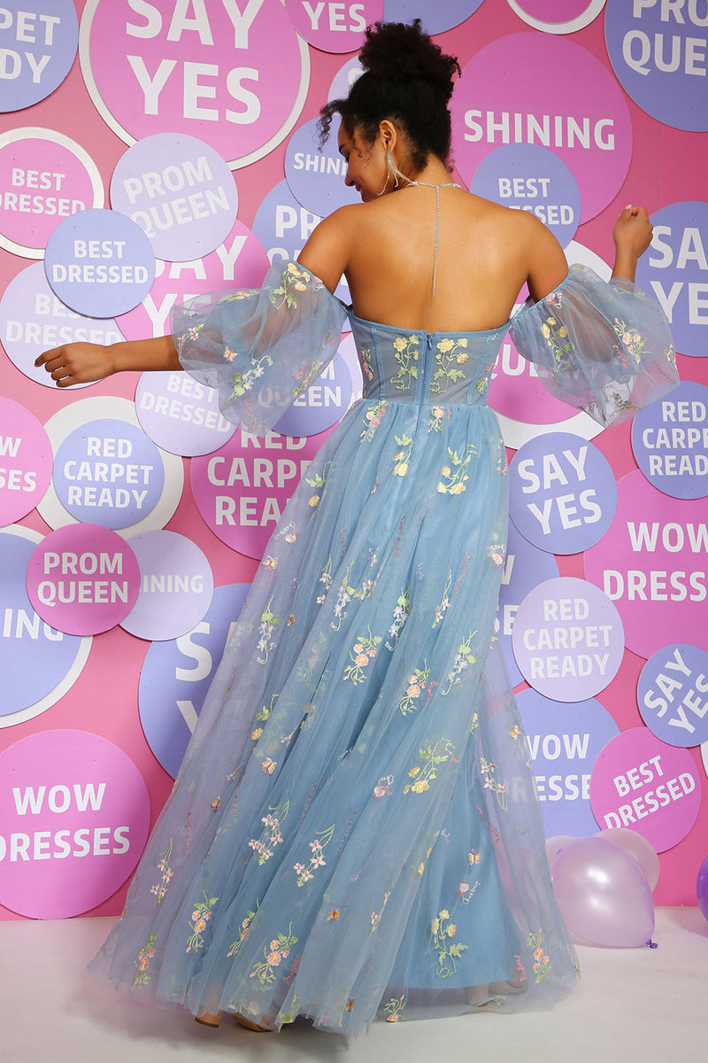Load image into Gallery viewer, A Line Off The Shoulder A Line Prom Dress