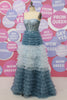 Load image into Gallery viewer, Blue Strapless Tulle A Line Long Prom Dress