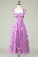 Load image into Gallery viewer, Purple A Line Butterflies Appliques Prom Dress