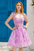 Load image into Gallery viewer, Purple A Line Corset Homecoming Dress with 3D Butterflies