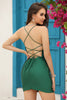 Load image into Gallery viewer, Sparkly Dark Green Beaded Tight Homecoming Dress with Lace
