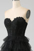 Load image into Gallery viewer, Glitter Sweetheart Black Corset Prom Dress with Slit