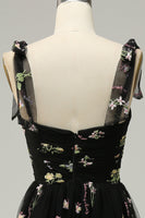 Load image into Gallery viewer, Black Embroidery Long Prom Dress