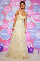 Load image into Gallery viewer, Champagne A Line Long Prom Dress With Embroidery