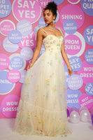 Load image into Gallery viewer, Champagne A Line Long Prom Dress With Embroidery