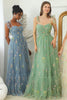 Load image into Gallery viewer, Champagne A Line Embroidered Long Prom Dress