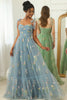 Load image into Gallery viewer, Champagne A Line Embroidered Long Prom Dress